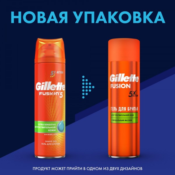 Гель для бритья Gillette Fusion5 Ultra Sensitive, 200 мл, 2шт