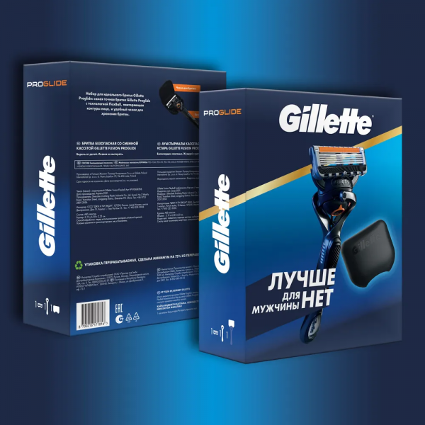 Подарочный набор Gillette Fusion ProGlide Flexball с 1 сменной кассетой и чехлом для бритвы