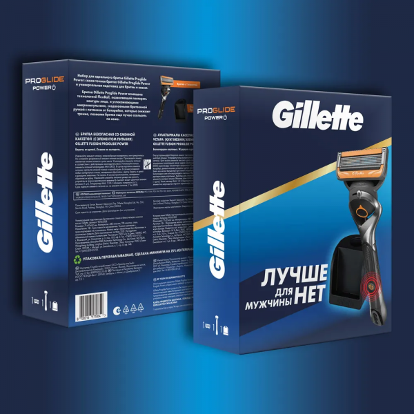 Подарочный набор Gillette Fusion ProGlide Power с 1 сменной кассетой и станцией для кассет