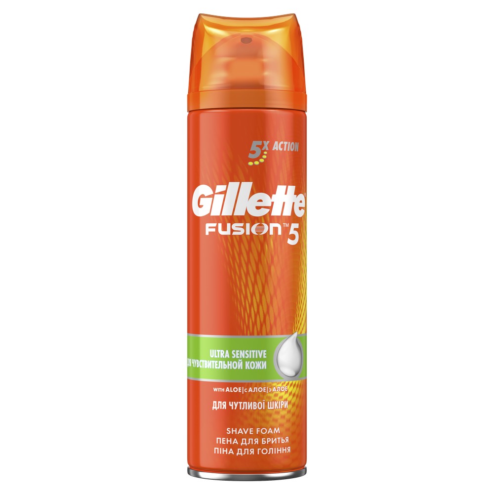 Пена для бритья Gillette Fusion 5 Ultra Sensitive, 250 мл купить вофициальном магазине Gillette
