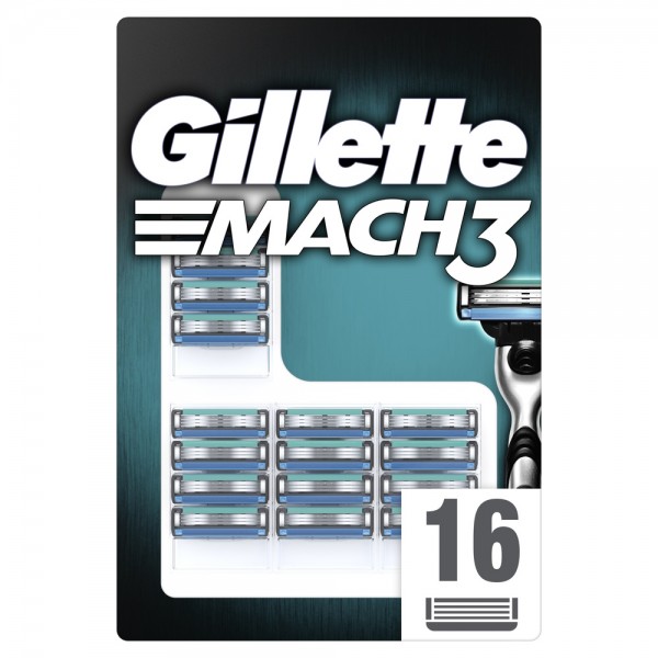 Годовой запас сменных кассет для бритья Gillette Mach3, 16 шт