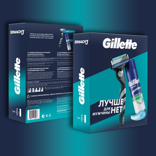 Подарочный набор Gillette Mach3 с 1 сменной кассетой и гелем для бритья Алоэ 200мл