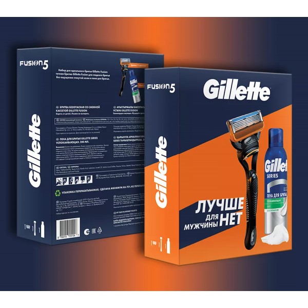 Подарочный набор Gillette Fusion с 1 кассетой и гелем для бритья Алоэ