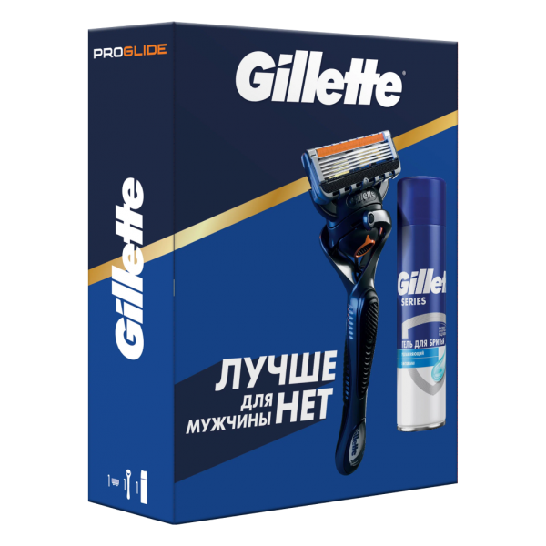 Подарочный набор Gillette Fusion ProGl Flexball с 1 сменной кассетой и гелем для бритья Масло Какао