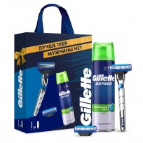 Подарочный набор Gillette Mach3 Turbo с гелем для бритья Gillette Sensetive