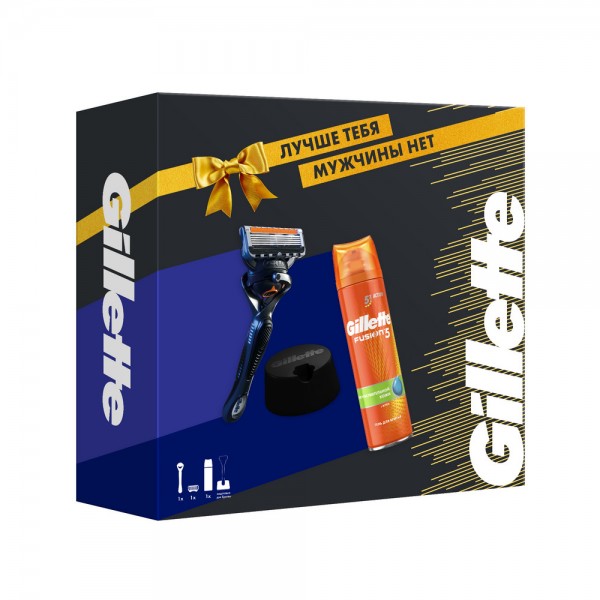 Подарочный набор Gillette Proglide с гелем для бритья Gillette Fusion и подставкой