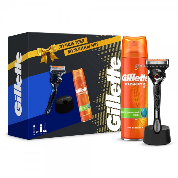 Подарочный набор Gillette Proglide с гелем для бритья Gillette Fusion и подставкой