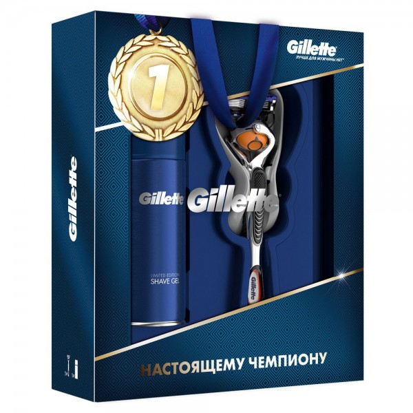 Подарочный набор Gillette Бритва Fusion5 ProGlide + Sensitive гель для бритья 75 мл