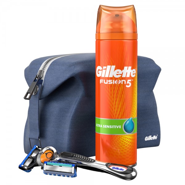 Подарочный набор Gillette Fusion5 ProGlide (бритва+1кас+гель+travel case)