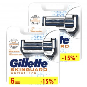 Годовой запас сменных кассет для бритья Gillette SkinGuard, 6+6 (12 шт)