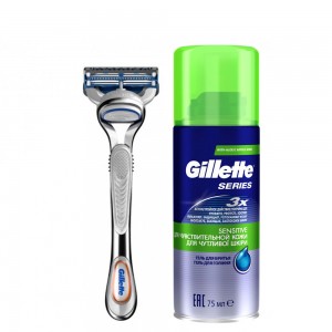 Стартовый набор Gillette SkinGuard: бритвенный станок + гель для бритья