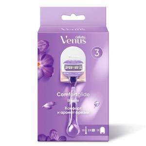 Подарочный набор с женской бритвой Gillette Venus ComfortGlide + 3 кассеты + подставка