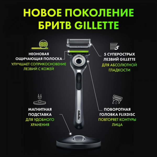  Бритвенный станок Gillette Labs, с 2 сменными кассетами