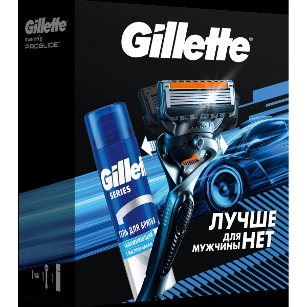 Подарочный набор Gillette Fusion5 ProGlide Flexball Бритва с 1 сменной кассетой + Гель для бритья Gillette Series увлажняющий Масло Какао, 200мл