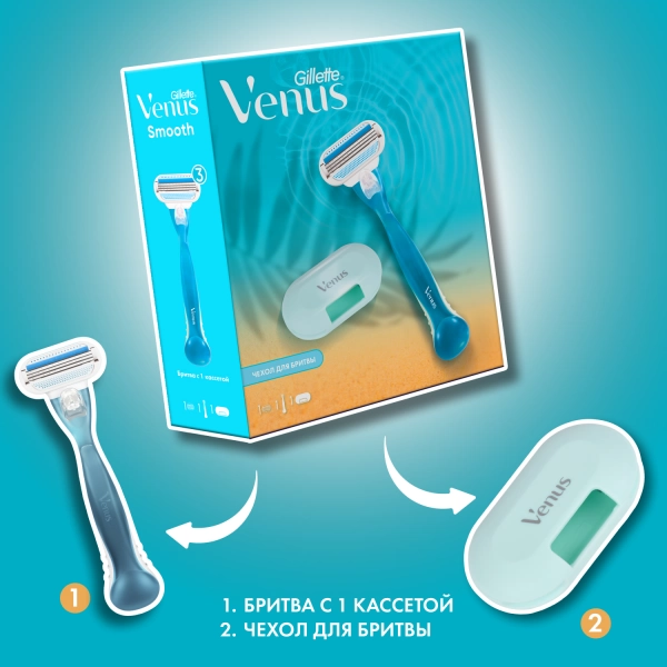 Подарочный набор Gillette Venus Бритва с 1 сменной кассетой + Чехол для бритвы