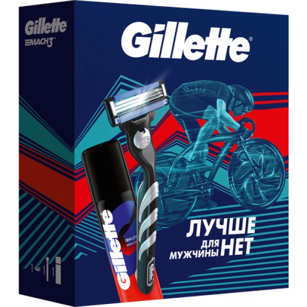 Подарочный набор Gillette Mach3 Бритва с 1 сменной кассетой + Пена для бритья Gillette Классическая, 50мл