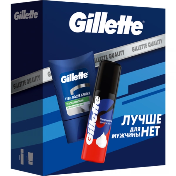 Подарочный набор Гель после бритья Gillette Sensitive Skin для чувствительной кожи,75мл + Пена для бритья Классическая, 50мл