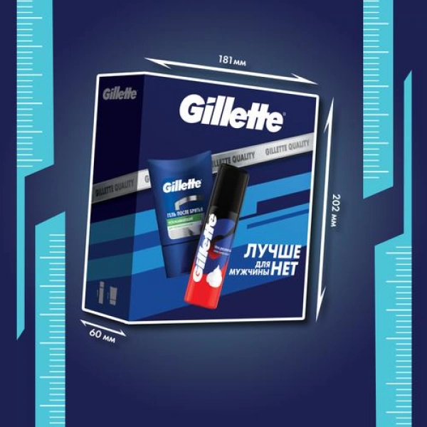 Подарочный набор Гель после бритья Gillette Sensitive Skin для чувствительной кожи,75мл + Пена для бритья Классическая, 50мл