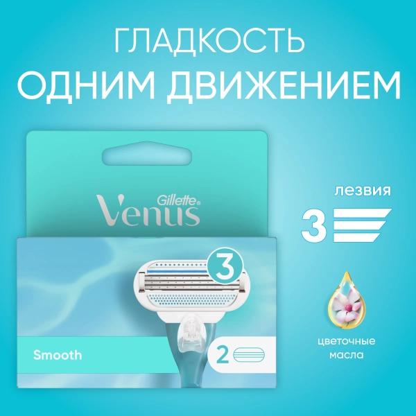 Сменные кассеты для бритья Gillette Venus Smooth, 2 шт