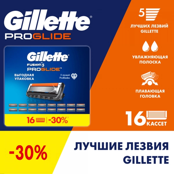 Сменные кассеты для бритья Gillette Fusion5 ProGlide Power, 16 шт
