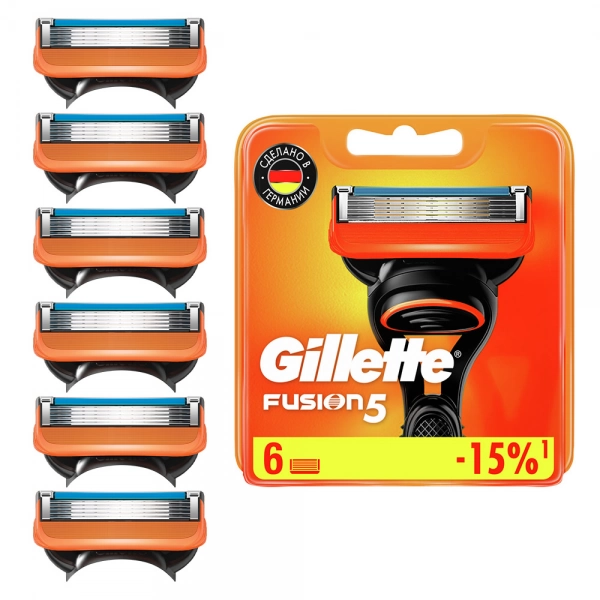 Годовой запас сменных кассет для бритья Gillette Fusion5, 12 шт