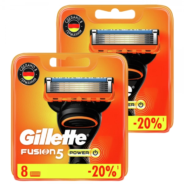 Годовой запас сменных кассет для бритья Gillette Fusion5 Power, 16 шт