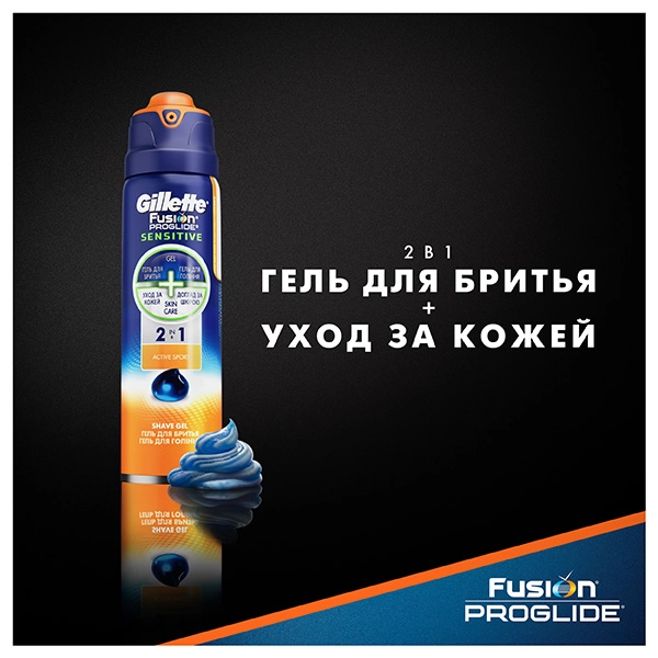 Гель для бритья Gillette Fusion ProGlide Sensitive Active sport