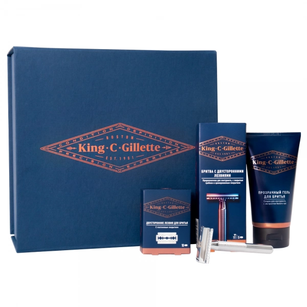 Премиальный набор для бритья King C. Gillette с Т-образным бритвенным станком