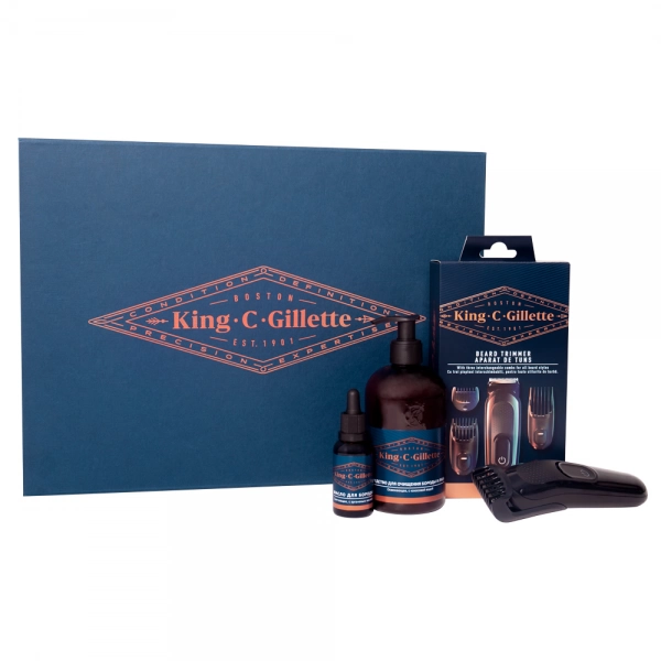 Премиальный набор для бритья King C. Gillette c триммером для бороды технологии Braun