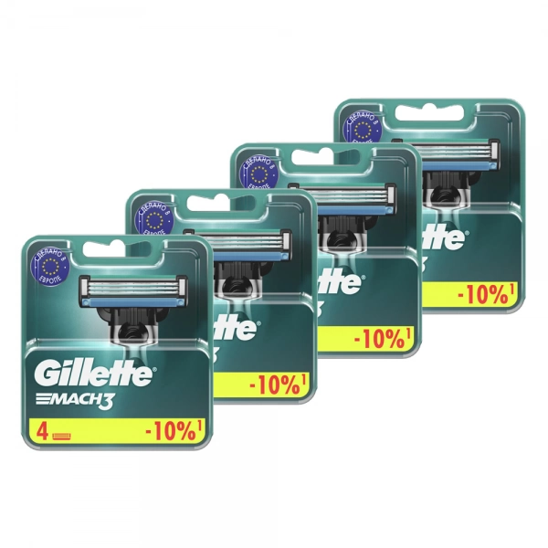 Годовой запас сменных кассет для бритья Gillette Mach3, 16 шт