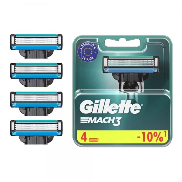 Годовой запас сменных кассет для бритья Gillette Mach3, 16 шт