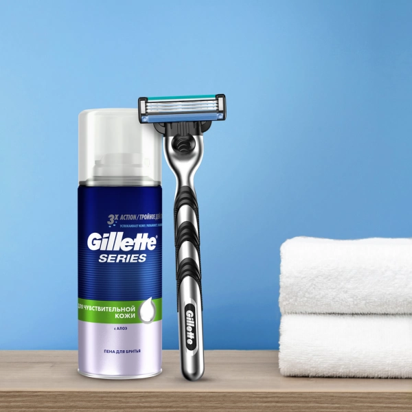 Подарочный набор Gillette Mach3 + гель для бритья 75 мл + чехол