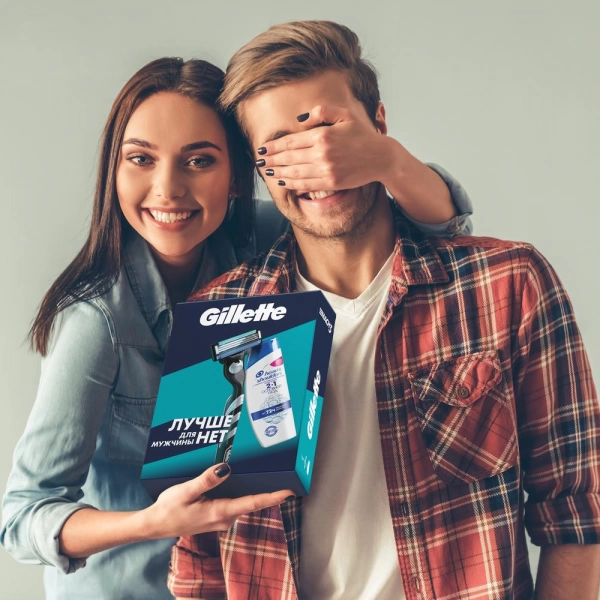 Подарочный набор Gillette Mach3 с 1 сменной кассетой и шампунем Head and Shoulders