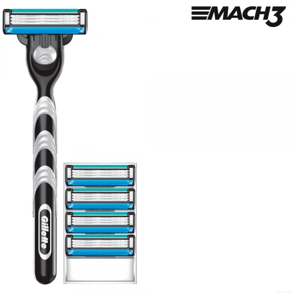 Бритвенный станок Gillette Mach3 + 4 сменные кассеты Mach3