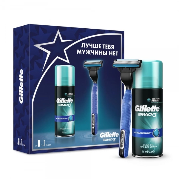 Подарочный набор Gillette Mach3 Start с гелем для бритья Gillette Mach3