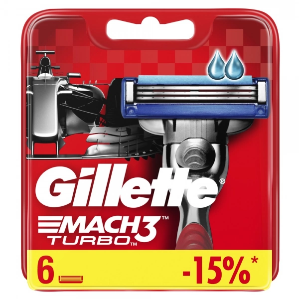 Годовой запас сменных кассет для бритья Gillette Mach3 Turbo, 12 шт