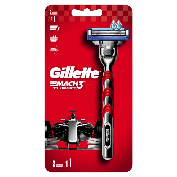 Бритвенный станок GIllette Mach3 Turbo с 2 сменными кассетами