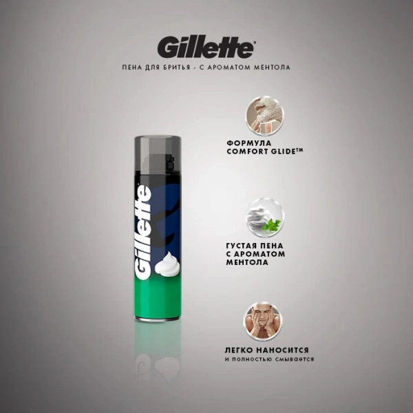 Пена для бритья Gillette Classic Menthol, 200 мл