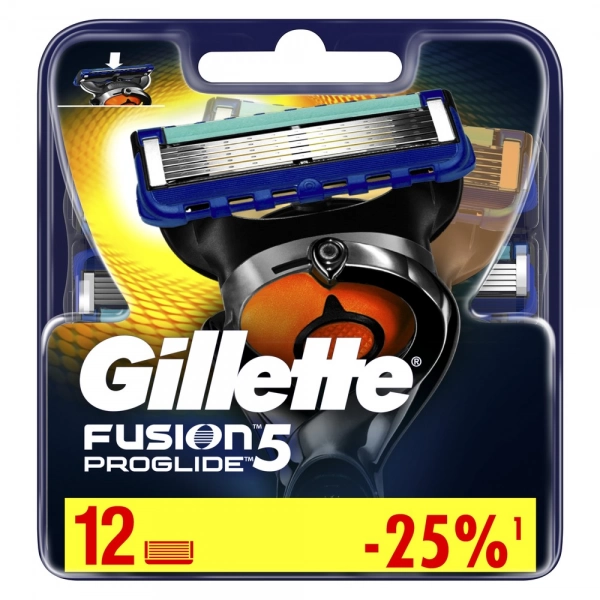 Годовой запас сменных кассет для бритья Gillette Fusion5 ProGlide, 12 шт