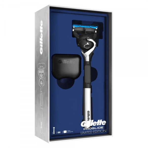 Подарочный набор Gillette Proglide бритва Chrome с 1 кассетой + чехол