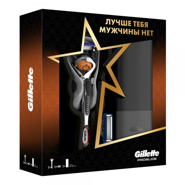 Подарочный набор Gillette Proglide с 2 кассетами и футляром