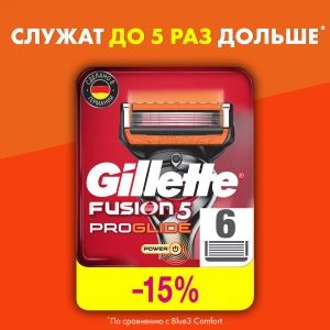 Сменные кассеты для бритья Gillette Fusion5 ProGlide Power, 6 шт