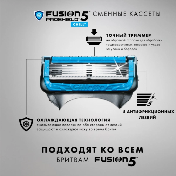 Сменные кассеты для бритья Gillette Fusion5 ProShield Chill, 4 шт 