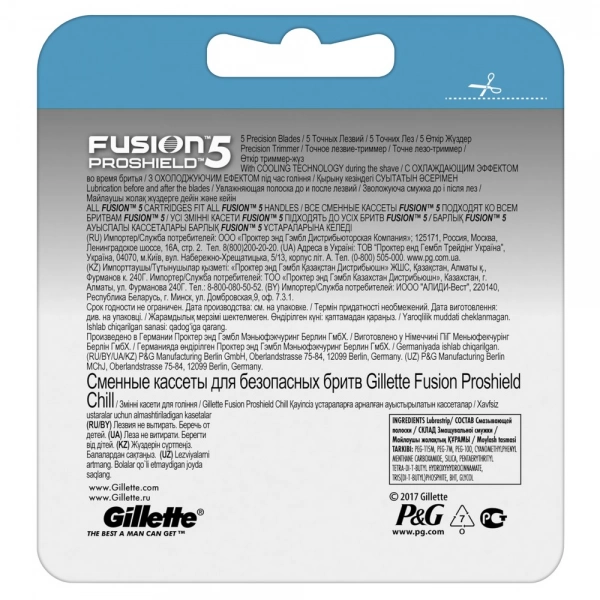 Сменные кассеты для бритья Gillette Fusion5 ProShield Chill, 2 шт 