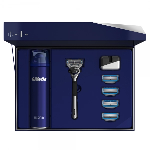 Подарочный набор Gillette Fusion5 ProShield Chill Limited Edition (бритва+4кас+гель+подставка)