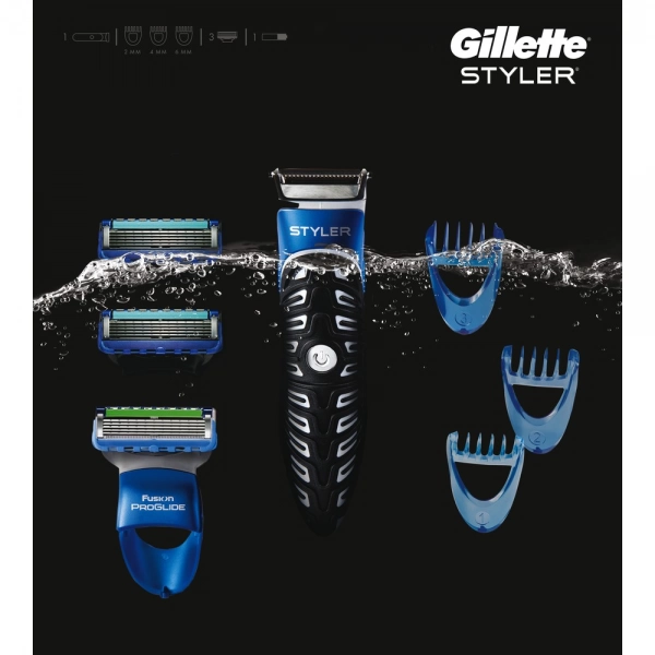 Подарочный набор Gillette Styler + 3 насадки + 3 сменные кассеты