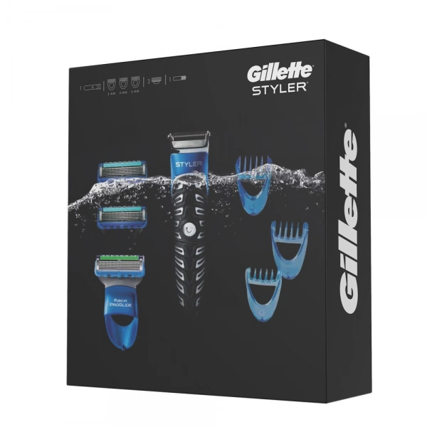 Подарочный набор Gillette Styler + 3 насадки + 3 сменные кассеты