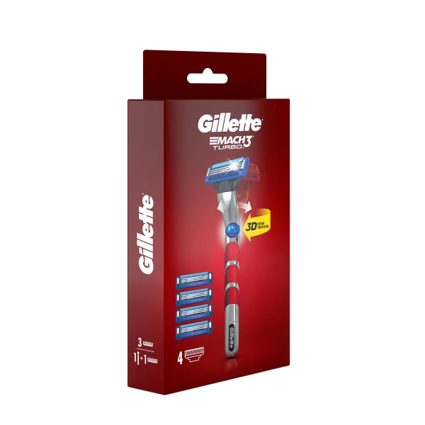 Бритвенный станок Gillette Mach3 Turbo с 4 сменными кассетами
