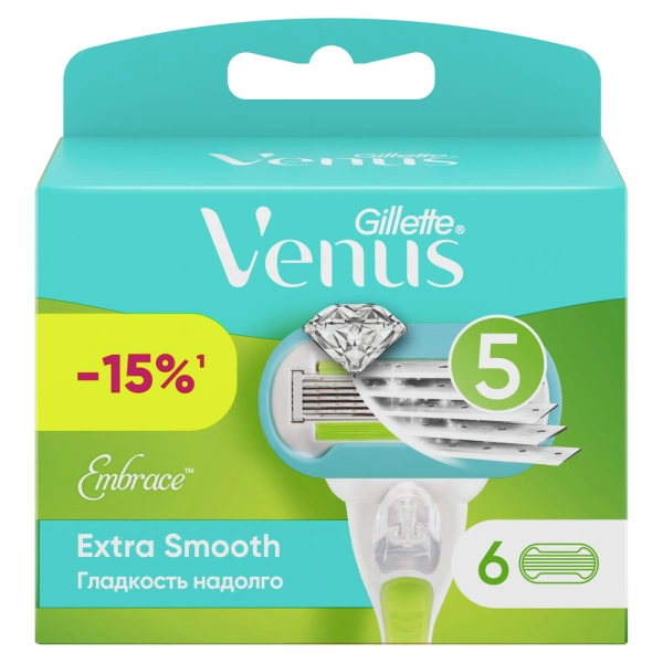 Сменные кассеты для бритвы Gillette Venus Extra Smooth Embrace, 6 шт